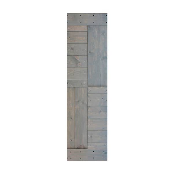ISLIFE S Series 24 in. x 84 in. French Gray Finished DIY Solid Wood Sliding Barn Door Slab - Hardware Kit Not Included