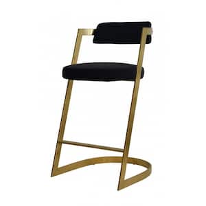 Charlie 26 in. Black Low Back Metal Counter Stool with Velvet Seat