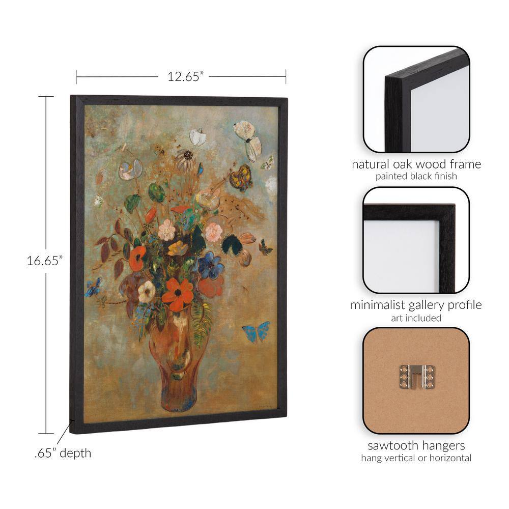Odilon Redon 12" x 16" Black Framed Still Life with Flowers Print