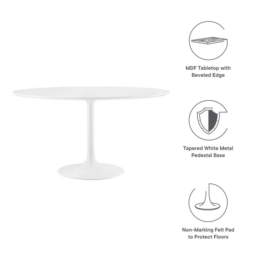 Lippa Inspired 54" Round White High Gloss Wood Dining Table