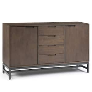 Banting Solid Hardwood and Metal 60 in. Wide Rectangle Industrial Sideboard with Centre Drawers in Walnut Brown