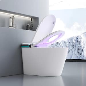 1.28 GPF Auto Open Close Lid Elongated Smart Bidet Toilet in Gloss White with Heated Seat Warm Washing Air Dryer