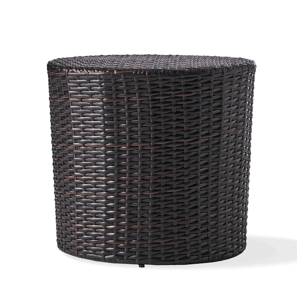 Multibrown Round Wicker Outdoor Side Table