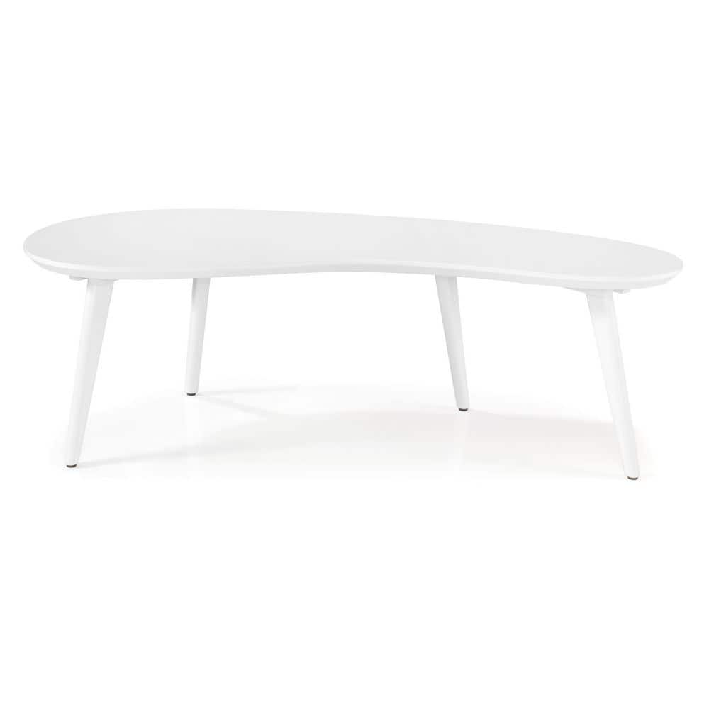 White Oval Solid Wood Mid-Century Modern Coffee Table