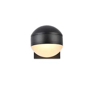 Timeless Home 1-Light Round Black LED Outdoor Wall Sconce