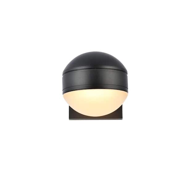 Unbranded Timeless Home 1-Light Round Black LED Outdoor Wall Sconce