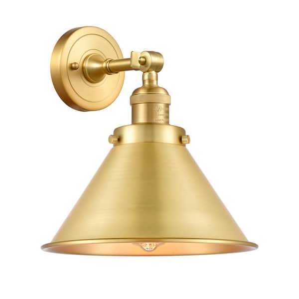 Briarcliff 1-Light Satin Gold Wall Sconce with Satin Gold Metal Shade