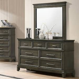 Emery Point 7-Drawer Gray and Care Kit Dresser with Mirror (75.63 in. H X 63 in. W X 17.75 in. D)