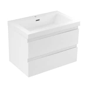 Angela 30 in. W x 19.5 in. D x 22.5 in. H Bathroom Vanity in High Gloss White with White Cultured Marble Top