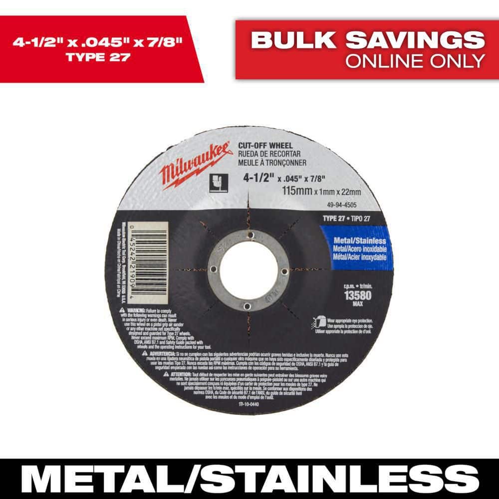 Milwaukee 4-1/2 in. x 0.045 in. x 7/8 in. Cut-Off Wheel (Type 27