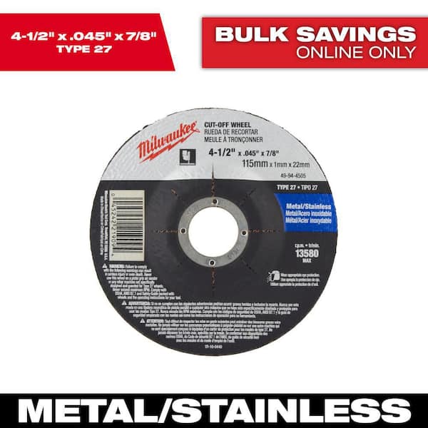 Milwaukee 4-1/2 in. x 0.045 in. x 7/8 in. Cut-Off Wheel (Type 27)