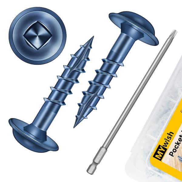 100-Pack #8 x 1 in. Blue Self-Tapping Square Washer Head Wood Screws (100-Piece)