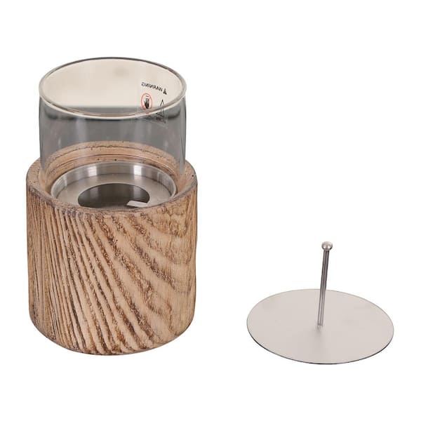 PHI VILLA 4.53 in. x 7.32 in. TerraFab Material Ethanol Round Brown Tabletop Fire Pit