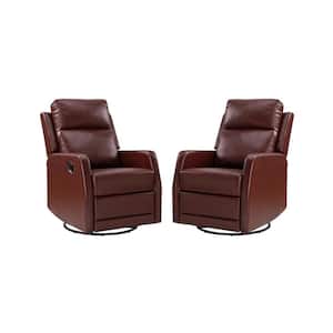 Coral Classic Red Upholstered Rocker Wingback Swivel Recliner with Metal Base (Set of 2)