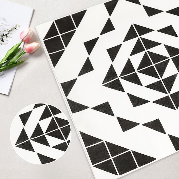 Black and White 12 in. x 120 in. x 0.04 in. Vinyl Peel Stick Backsplash Roll, Decorative Wall and Flooring Tile (1-Pack)