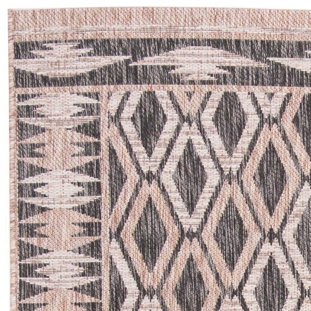 Square Black Synthetic Flat Woven Area Rug, 6'7" x 6'7"