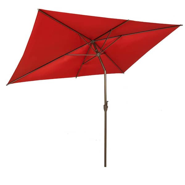Unbranded 6.5 x 10 ft. Steel Market Tilt Patio Umbrella in Dark Red