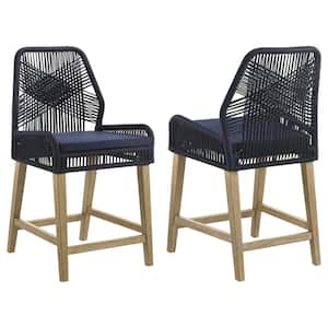 Nakia 25.5 in. H Dark Blue Wood Frame Counter Height Stools (Set of 2)