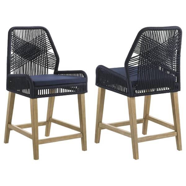 Coaster Nakia 25.5 in. H Dark Blue Wood Frame Counter Height Stools (Set of 2)