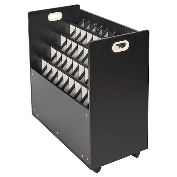 Mobile Storage Rack for Blueprints, Roll File Organizer, 50-Slot Wooden Cart for Maps, Posters, and Architectural Plans