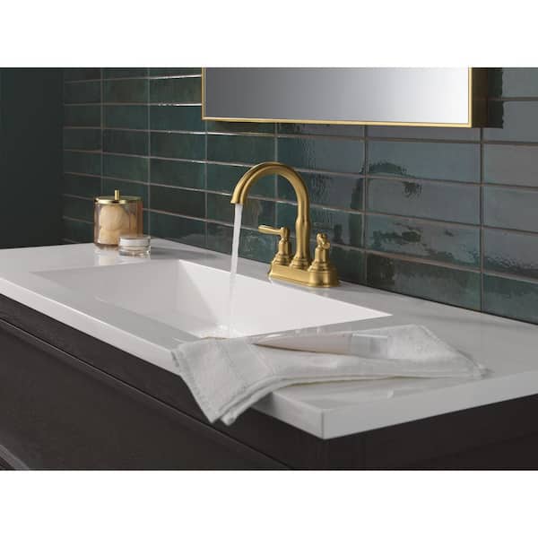 Roe 4 in. Centerset Double Handle Bathroom Sink Faucet in Brushed Gold