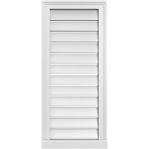 Ekena Millwork 16 in. x 36 in. Vertical Surface Mount PVC Gable Vent: Functional with Brickmould Sill Frame