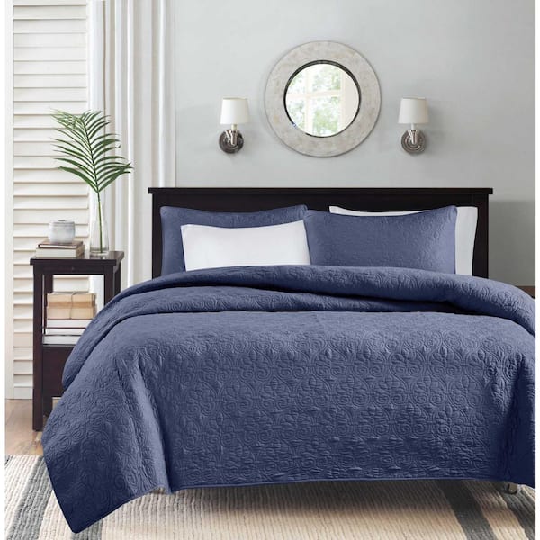 Madison Park Mansfield 3 Piece Navy, What Size Is California King Bedspread