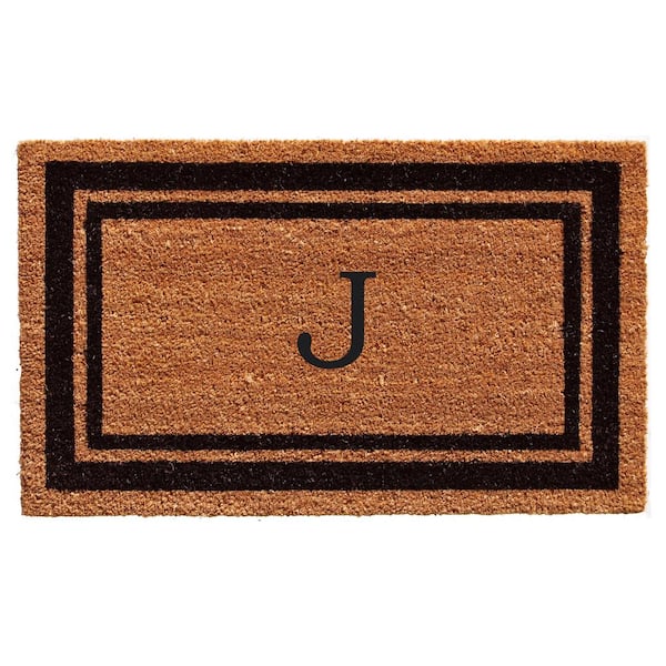 Calloway Mills Black Border 24" x 48" Monogram Doormat (Letter j)