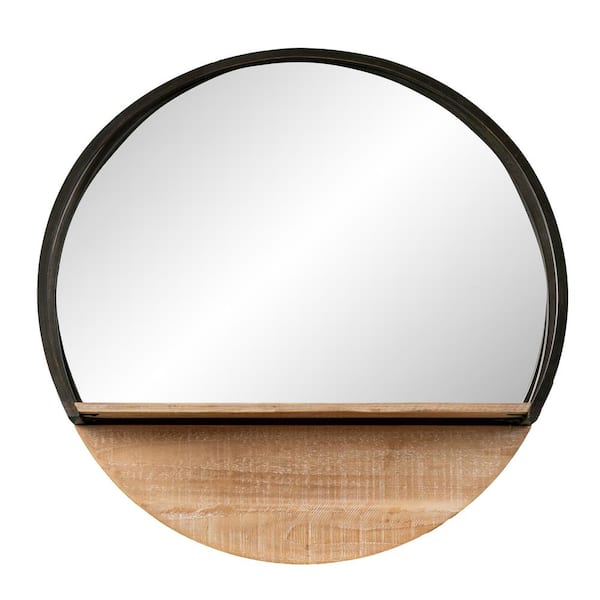 Unbranded Dormer 23.5 in. x 23.50 in. Industrial Round Framed Black Industrial Decorative Mirror