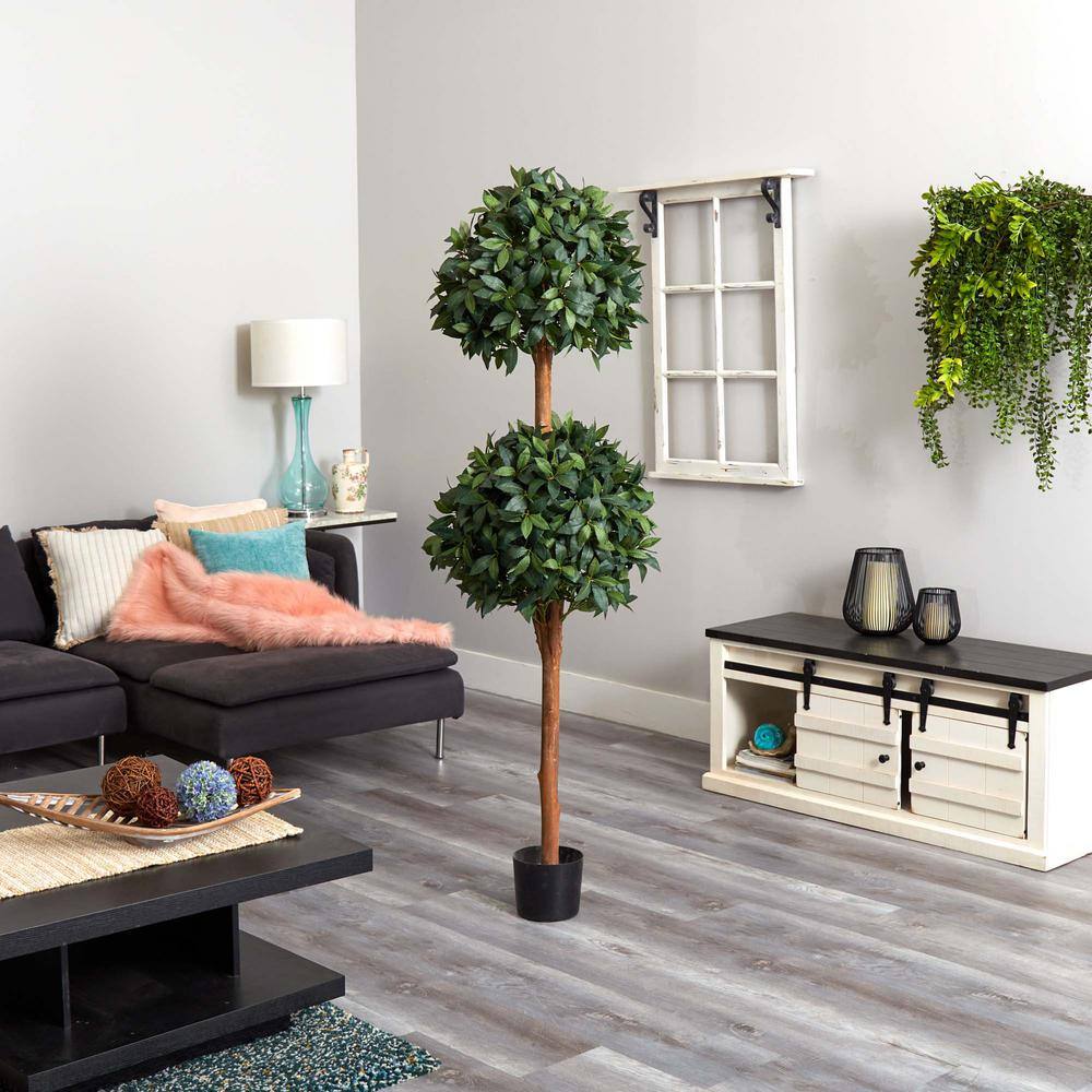 Nearly Natural 6ft Green Silk Double Ball Topiary
