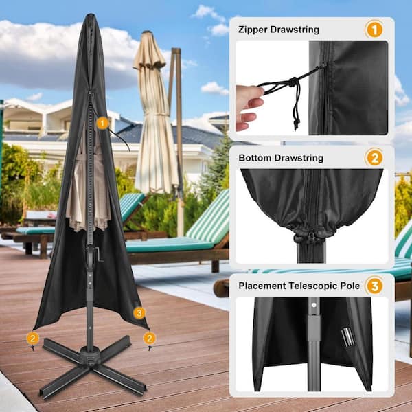 black patio umbrella cover 12 ft. Black Offset Patio Umbrella Cover HPD4Z64X3W