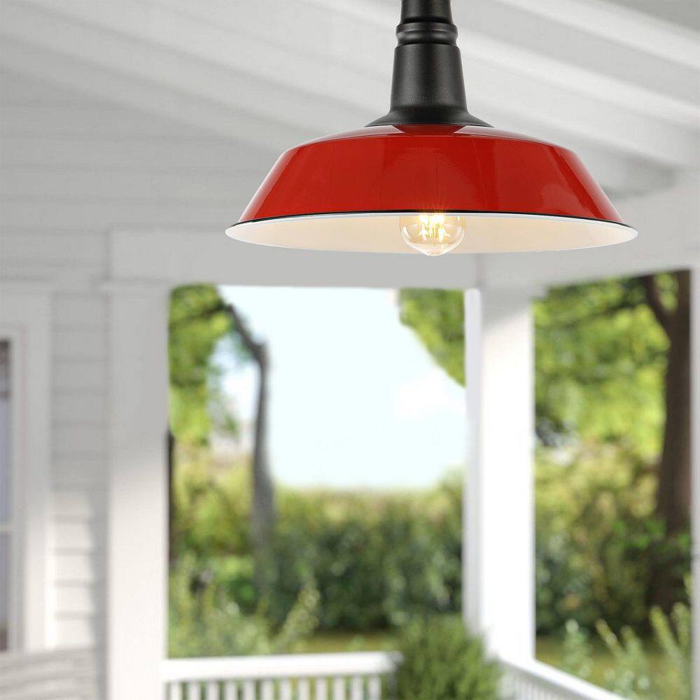 Farmhouse Inspired 14" Red and Black LED Ceiling Light