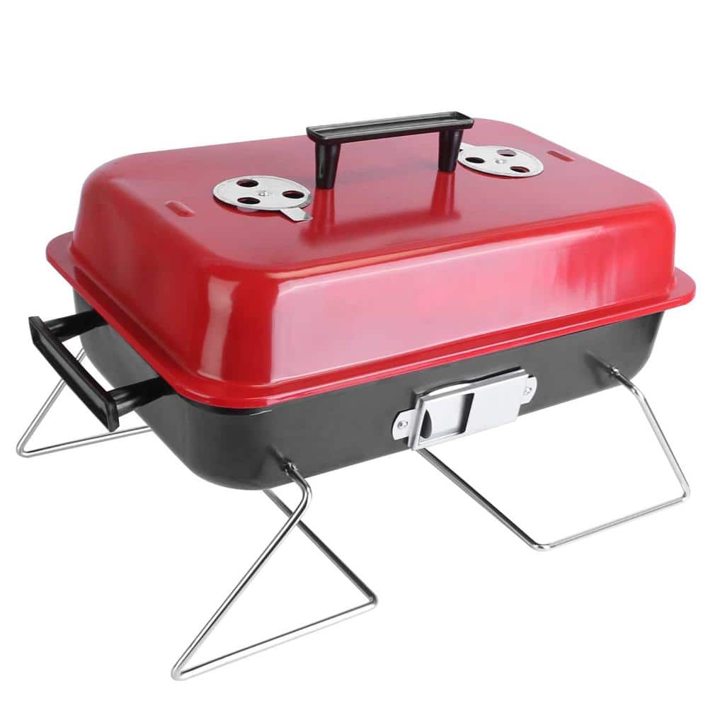 Portable Foldable Tabletop Charcoal BBQ Grill with Lid & Air Vents, Small Barbecue Smoker for Camping, Picnic price history on PriceWatchPro