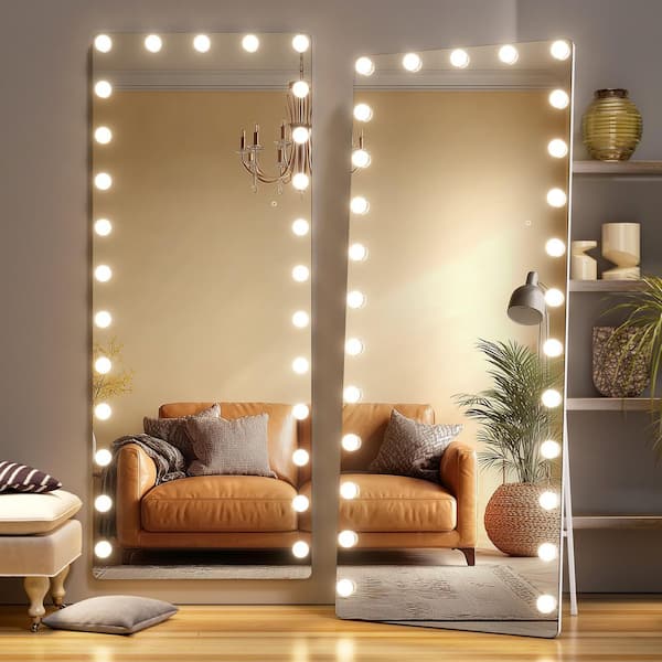 Clear 31 in. W x 80 in. H Rectangular Glass Full Length Mirror with Lights LED Full Body Standing Mirror Wall Mounted