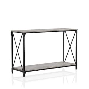 Elven 47.13 in. Black and Gray Rectangle Wood Top Console Table