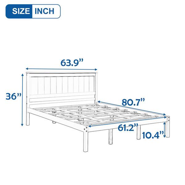 Gojane Espresso Queen Platform Bed, Ikea White Bed Frame Queen Size Dimensions