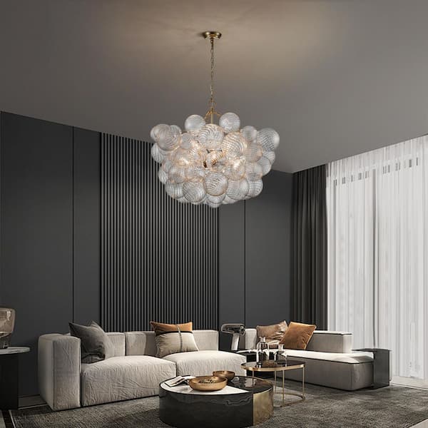 HUOKU Neuvy 8-Light 33 in. W Nickel Chandelier with Swirled