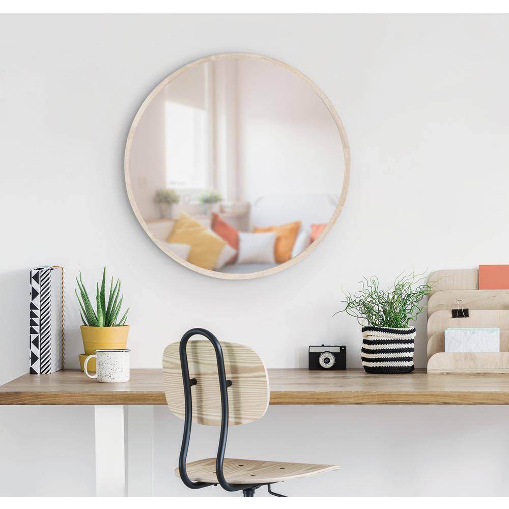 Valenti 18-Inch White Round Wood Vanity Mirror