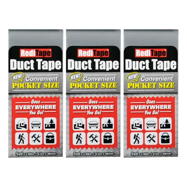 DANCO RediTape Pocket Size Duct Tape Silver (3-Pack)