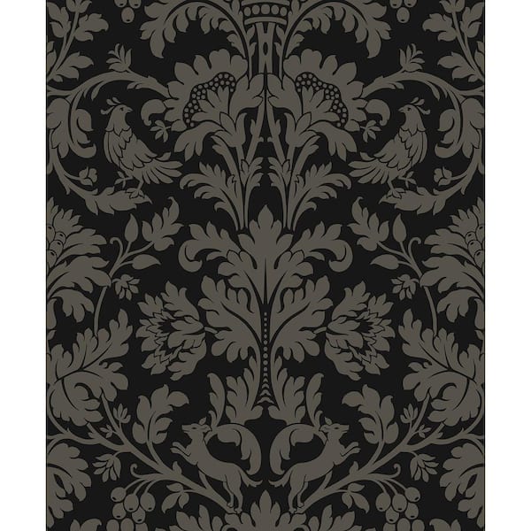 Ebony Pavestone Ansel Damask Vinyl Peel and Stick Wallpaper Roll (31.35 sq. ft.)