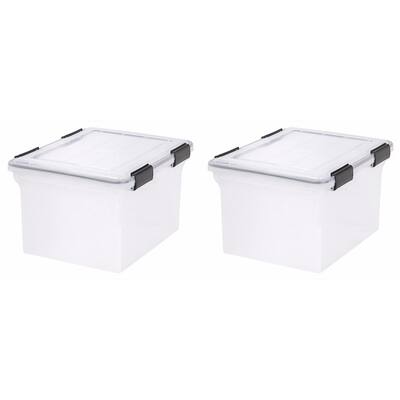 hefty 32 quart hi rise clear storage bin