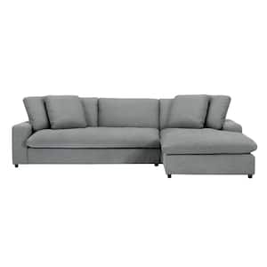 79.13 in. Square 2-piece L Shaped Fabric Sectional Sofa in Gray with Chaise