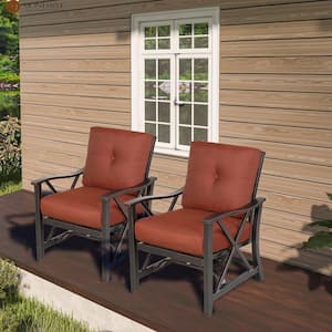 Locust Dark Gold X Design Aluminum Frame Outdoor Patio Bistro Dining Chair with CushionGuard Red Wine Cushion(2-Pack)