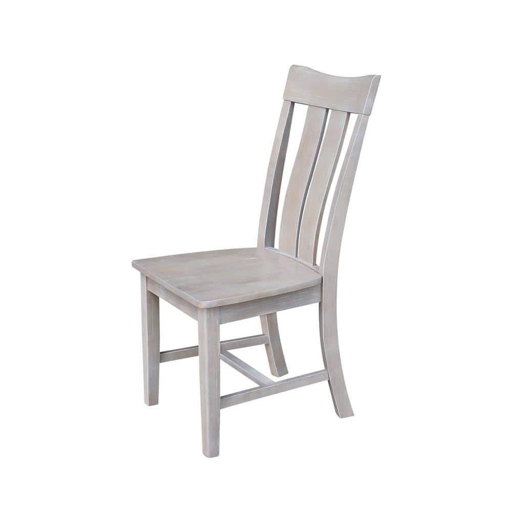 Washed Gray Taupe High Ladderback Wood Side Chair