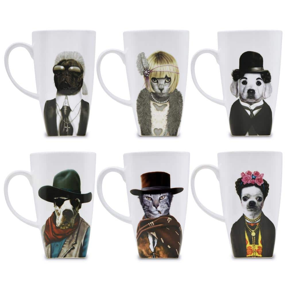 Pets Rock 20 oz. Western Collectible Fine Bone China Mugs (Set of 6 ...