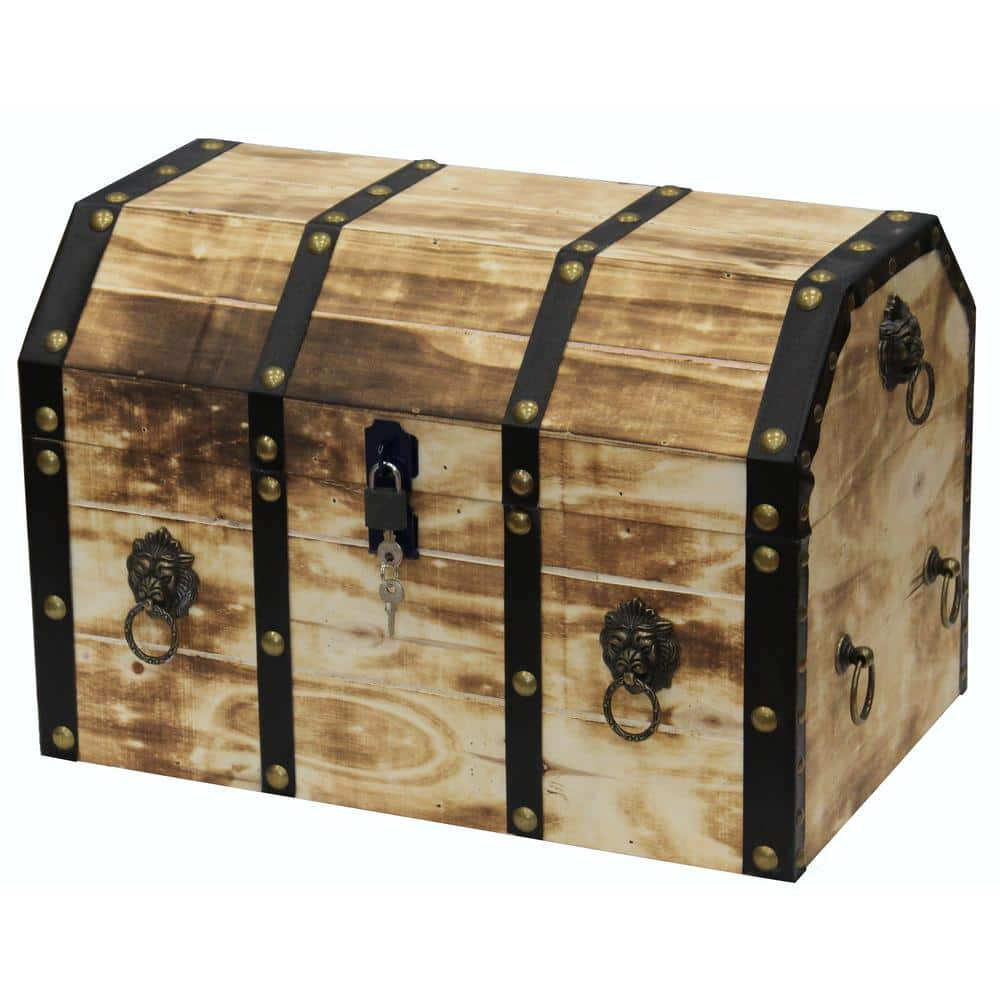 Vintiquewise Large Wooden Decorative Lion Rings Pirate Trunk with ...