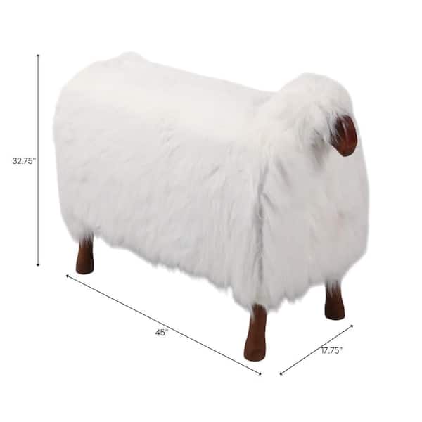 Liv & Skye White/Brown 45 in. x 32.75 in. Faux Fur Wood Decorative