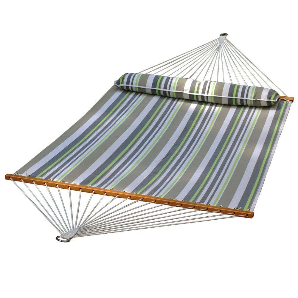 Details about  / Fast Furnishings Portable Blue Green Stripe Cotton Hammock with Metal Stand a...