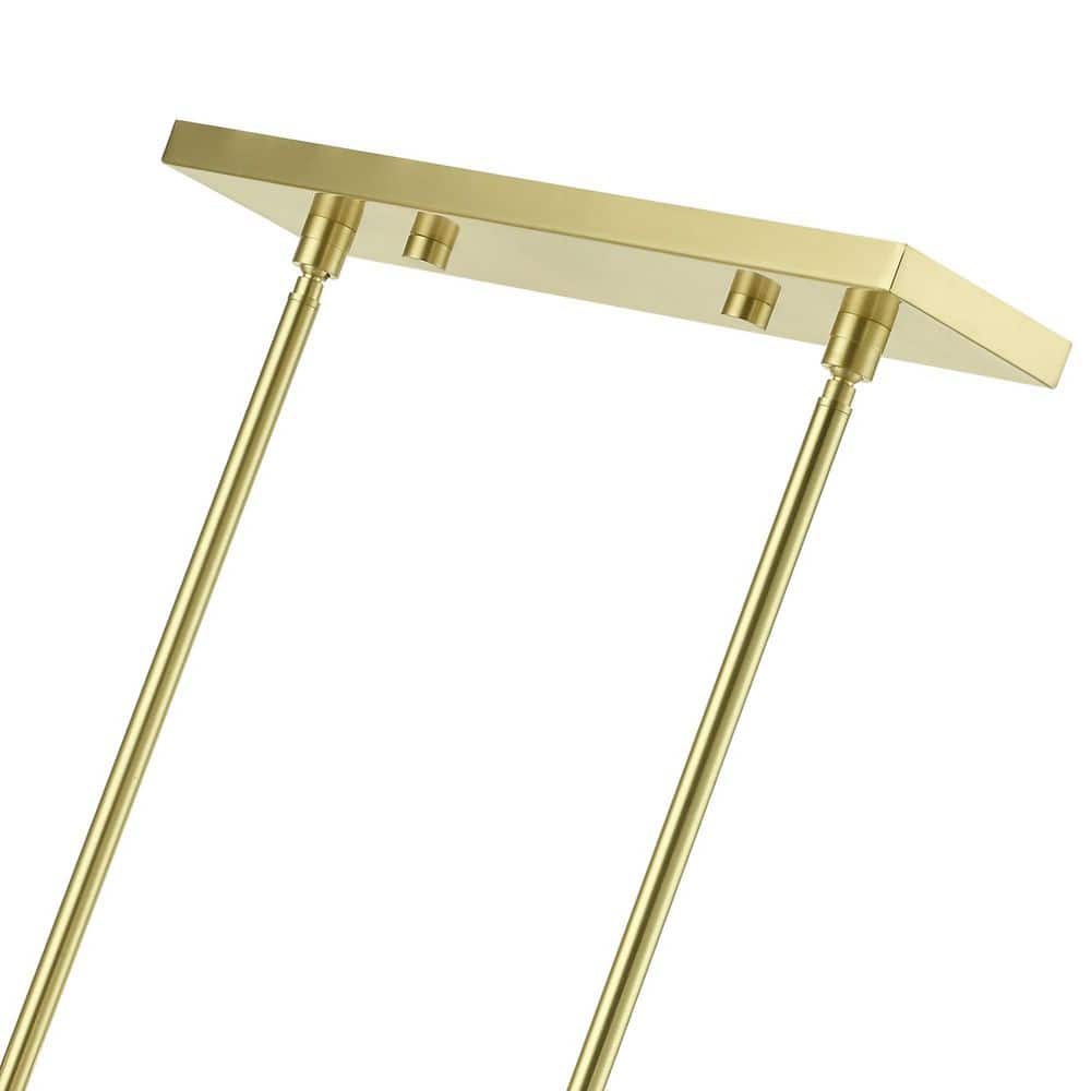 Copenhagen 8-Light Satin Brass Mid-Century Modern Linear Chandelier