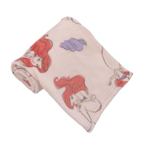 The Little Mermaid Super Soft Pink, Purple, Red Ariel Starfish Seashell French Fiber Polyester Baby Blanket